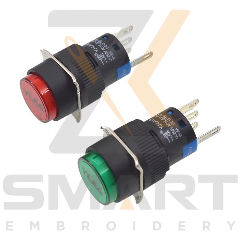 Interruptor de botón con lámpara de auto-retorno de piezas de máquina de embroidería china EDH06-YJ-LA16G EDH06-YJ-LA16R